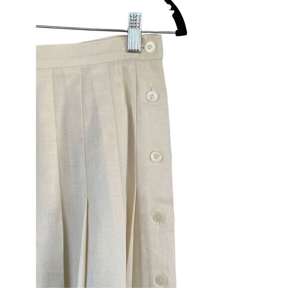SK1 VTG J.G. Hook Pleated Linen Maxi Skirt White Size 14‎ - Picture 4 of 9